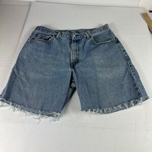 Levi's Jeans Short Men 34 560 Loose Blue Faded Cut Off Frayed Cotton Denim Jorts